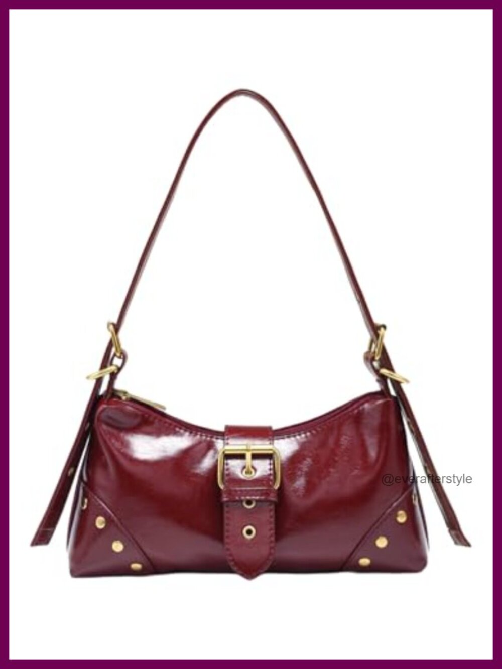 QWINEE Women's Y2K Buckle Shoulder Bag Punk PU Leather Handbag Clutch Purse